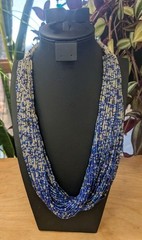 Seed Beads Ombre Women’s Necklace Shades of Blue Multiple strands 25″ Length