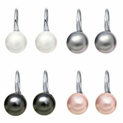4 Pairs 10mm Round White Pink Gray Black South Sea Shell Pearl Hook Earrings AAA