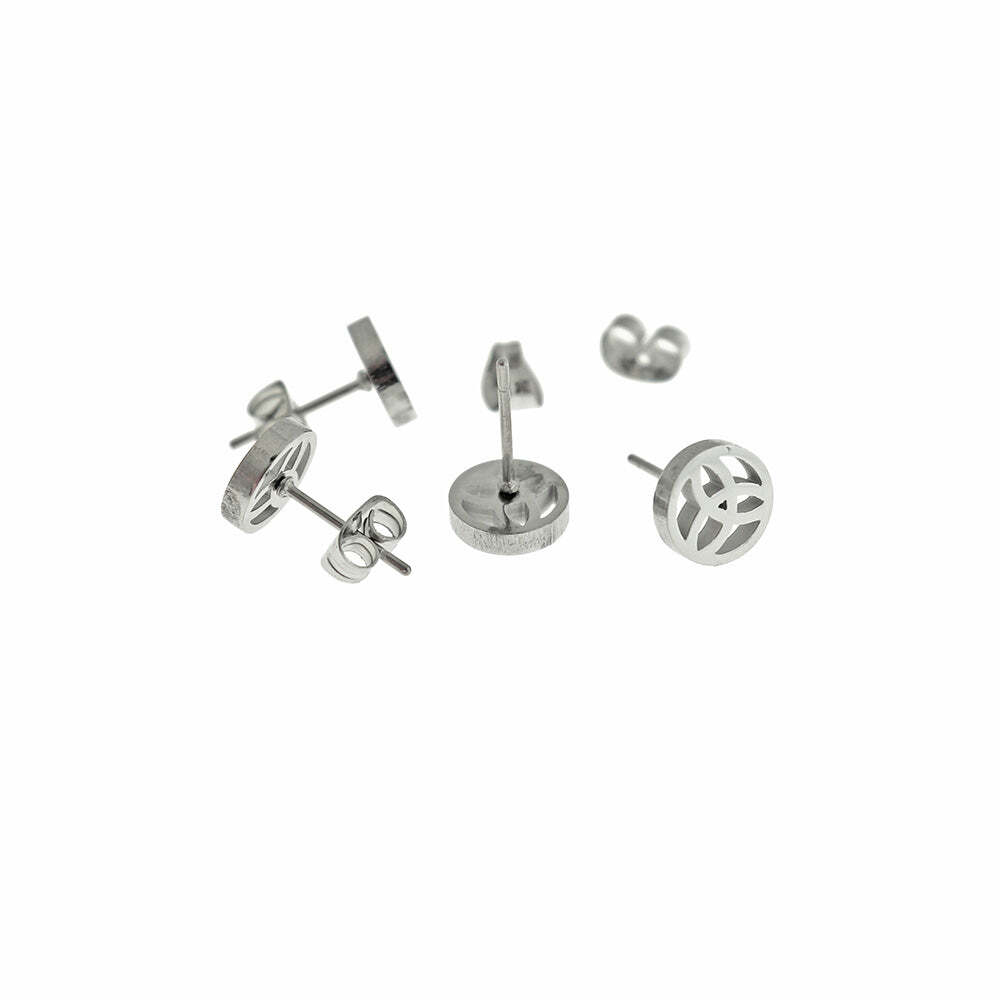 Stainless Steel Earrings – Celtic Knot Studs – 13mm x 8mm – 2 Pieces 1 Pair