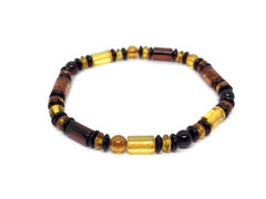 Amber Bracelet Gift Big Size Unisex Baltic Amber Beads Tablet Barrel Round 7645
