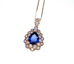 Teardrop Tanzanite Necklace Rose Gold Sterling Silver 3CT Blue Tanzanite