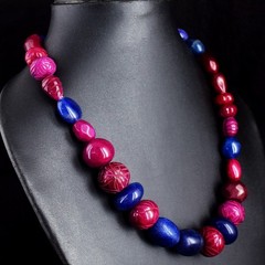 19 Inches Ruby ,Emerald & Sapphire 713.00 Cts Beaded Necklace Jewelry RK 13 E803