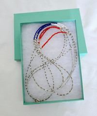 Red, Blue & White Patriot 3 layers seed beads Necklace – Free Shipping