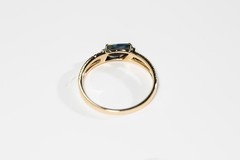 Black Opal Split Shank Engagement Ring with Diamond 14K Yellow Gold
