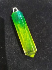 Handcrafted Green & Yellow Crystal Inspired Resin Pendant 2″ Asymmetrical A4