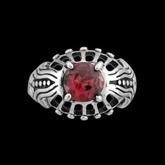 Garnet Engagement Ring • 925 Sterling Silver • Rhodolite Center