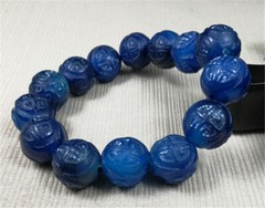 16MM Ancient Natural Blue Agate Jade Beads Bracelet Pillar Bracelet Hand-woven