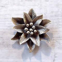 Handmade Hill Tribe Flower Pendant Fine Silver Flower Three Dimensional Pendant