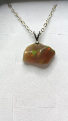 #240-5.00ct Genuine Dark Freeform Ethiopian Welo Opal on a Sterling Silver Chain
