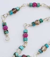 Artisan Hand Crafted Jewelry Sterling Silver Hubei Turquoise Rubies Rutilated
