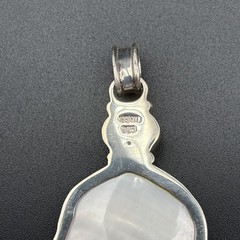 Sajen 925 Sterling Silver Mother of Pearl & Druzy Stone Cameo Goddess Pendant