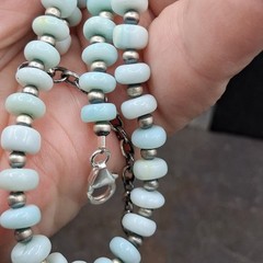 Opal Quartz Rondelle Necklace Sterling Silver Beads 18-20in Southwestern