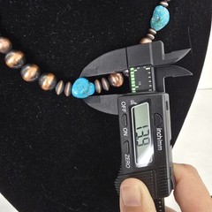 Southwestern Copper Pearl and Saucer Necklace w/ Genuine Turquoise – 16″