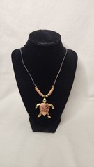 Artisan Copper Brass Sea Turtle Pendant with Leather Cord Necklace