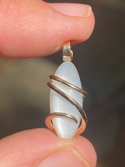 9.38ct Moonstone Cabochon Marquise White In Forged 14K Gold Pendant Total Weight