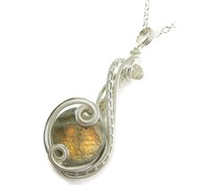 Handcrafted Sterling Silver Labradorite Wire Wrap Necklace – Iridescent Gemstone