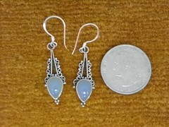 V15-4 Gorgeous Sterling Silver Tibetan Eearing with stone Hand Crafted In Nepal