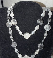 Natural Tourmilated Quartz Bead Necklace & Bracelet Coin & Round Beads 925 Clasp