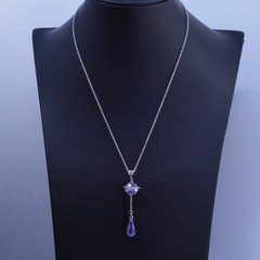 16+2”, Silpada Sterling 925 silver necklace amethyst planet pendant teardrop