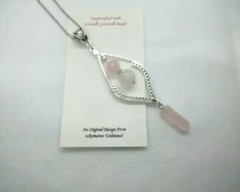 ROSE QUARTZ Beads & Faceted Carved Mini Point Pendant Love Wicca Reiki
