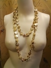 Freshwater Color Enhanced Blister Shell Necklace 60″ Strand Hand Knotted String