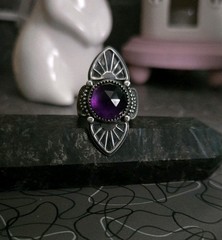Lavender Star Designs Amethyst Sterling Silver Ring OOAK Handmade Artisan