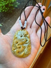 Huge New Burmese Jadeite Dragon Pendant Necklace Artisan Handcrafted USA Seller