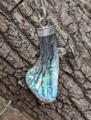 Mermaids Tail NewZealand Paua Shell Artisan OOAK Sterling Silver Necklace .A38a