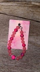 Handmade Beaded Glass Acrylic Bracelet Barbie Core Pink Vibrant Adjustable Gift