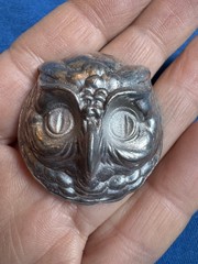 Vintage cast pewter wise owl pendant