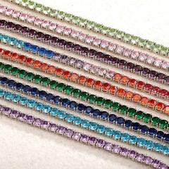 4mm Colorful CZ Tennis Bracelet Hip Hop Iced Out Crystal Chain Buckle For Women