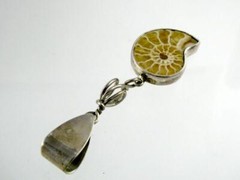 Sterling Silver Ammonite Fossil Pendant 925 2.5 Inch Length 9.1g