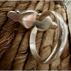 Spiny Oyster Two Stone 3D Heart Sterling Silver Ring Size 5-10