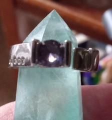 925 Amethyst ring, size 8 1/4, With CZ Stones, Unusual Glam Design!!!