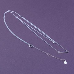 16+2”, vtg Sterling silver necklace, 925 circle chain w/ Cz and blank pendant