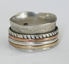 Sundance Catalog Sterling Silver Wavy Spinner 12MM Wide Band Ring Size 9