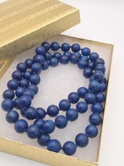 Hand Knotted Lapis Lazuli Necklace 32″ Opera Length 10mm Beads Double Wrap 112g