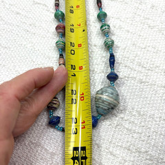 Handmade Paper Beads Necklace 46″ Multicolor African Artisan jewelry Recycled