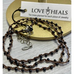 Love Heals 24″ Black Spinel Braided Strand Necklace NEW RETAIL $109 LH51