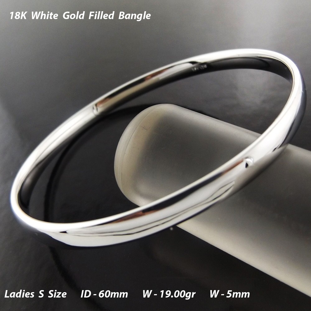Bracelet Real 18K White Gold Filled Solid Ladies Statement Cuff Bangle 60mm