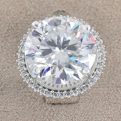 Huge 30 Ct Certificate White Diamond Solitaire Ring, Amazing Bling-FREE RESIZING