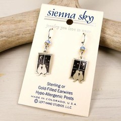 Sienna Sky Earrings Sterling Silver Hook Hand Painted Kitty Pals in Window 906