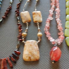 Lot of 8 Stone Bead Necklaces Various Shapes Sizes Colors Amethyst Garnet Quartz