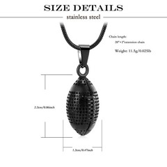 Rugby Football Urn Necklace for Ashes Sport Cremation Keepsake Memorial Jewelry