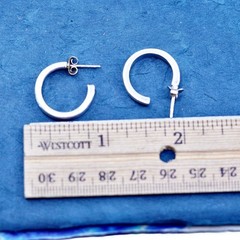 0.75”, vintage Sterling silver handmade earrings, 925 huggie studs
