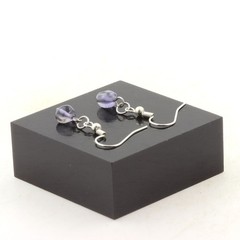 earrings 1 Cordierite Iolite Pearl from Madagascar in Steel Made in