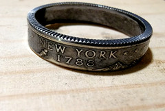patina 90% silver state coin ring (choose size and state)