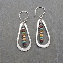 Teardrop Retro Hoop Earrings Boho Bead Zinc Alloy Earrings Jewelry Fashion Gift