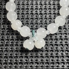 Natural White Jade Handmade Pumpkin Bead Bracelet Gift for Women Healing 9mm