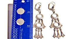 Oxidized Sterling Silver Dangle Charm Chandelier Earrings on Fancy Leverbacks 3″